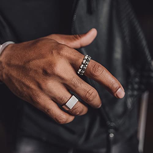 Bandmax Mens Skull Rings Stainless Steel Cool Finger Rings Retro Skeleton Head Ring For Men Size 10 #TOP1