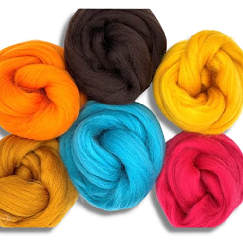Image of Revolution Fibers Dyed Wool Roving Top | Corriedale Collection of Unspun Fiber | Perfect for Hand Spinning, Needle Felting, Weaving and Crafting (Autumn by the Sea)
