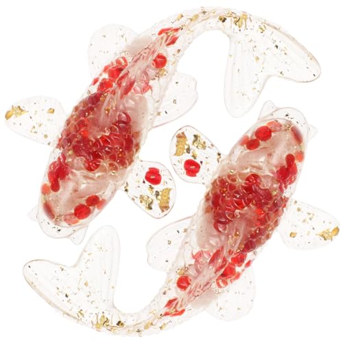 Cabilock 2 Pcs Cristal Gravier Carpe Ornement Figurines De Poisson en Verre Soufflé À La Main Poisson Cristal Statue Décor Bonne Chance Animal Statue Animal...