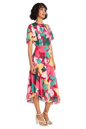 Image of Maggy London Women's Maggy London Women's Dresses Short Flutter Sleeve Fit and Flare Dress with Asymmetric Hem Tier