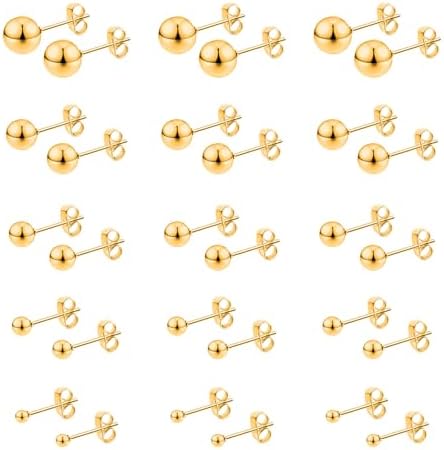 Stainless Steel Stud Earrings for Women & Men 15 Pairs Earrings T...