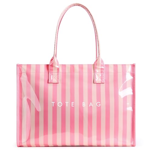 Image of KALIDI PVC Tote Bag Women's Kraft Paper Work Handbags Purses with Top Handle