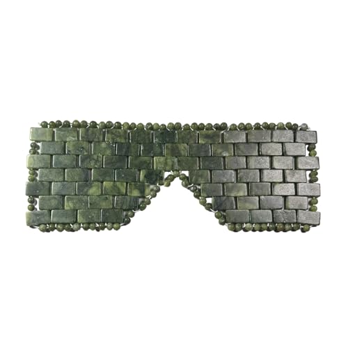 Jadeitowa maska na oczy, maska do spania na twarz ulga osłona oczu, maska chłodząca na twarz ze 100% prawdziwym jadeitem do terapii ciepłem i zimnem (ciemnozielona)