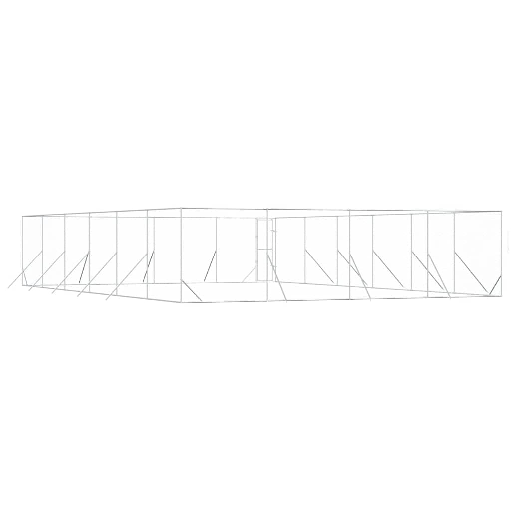 Perrera para perros de acero galvanizado para exteriores, 8 x 12 x 2 m, resistente a la intemperie con puerta con cierre, ideal como establo para perros, pico, recinto al aire libre para