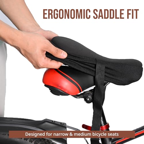 Image of Gel Bicycle Seat Cushion Cover - Premium Soft Gel Material | Extra Soft Cushion for Indoor & Outdoor Cycling | Shock Absorbing Saddle Pad for a Smooth, Pain-Free Ride (Black)