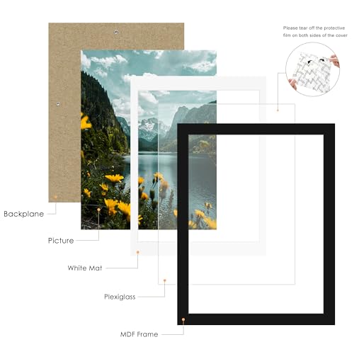 Picrit 18x24 Picture Frame 3 Pack, Black Poster Frame, Display Poster 16 x 20 with Mat or 18 x 24 without Mat for Horizontal or Vertical Wall Mounting