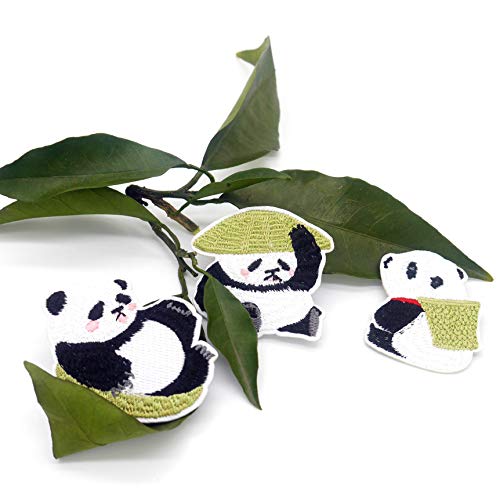 GRAYAGE 3Pcs Panda Embroidered Patches Cool Cute Iron on Patches for Clothing Repair Jacket Backpack Jeans Hats DIY Sew on