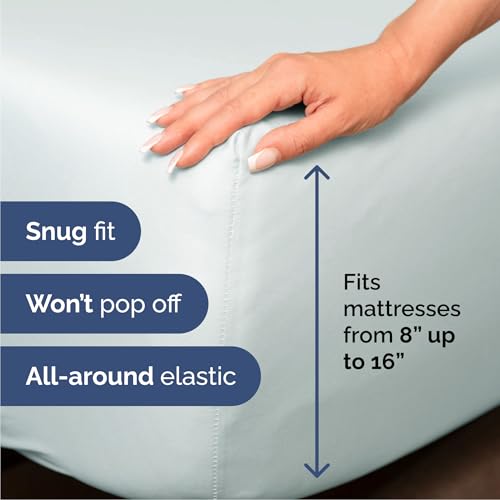 Image of Queen 6 Piece Bed Sheet Set - Comfy, Breathable & Cooling Sheets - Ice Blue | Ultra-Soft Hotel Luxury Bedding Set w / 8-16 Inch Deep Pockets, 1 Flat & 1 Fitted Sheet & 4 Pillowcases, Wrinkle & Fade Free