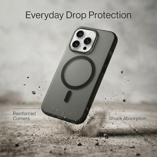 Image of amazon basics Luxury Paper Thin Case Cover for iPhone 15 Pro | Matte Finish | Compatible with magsafe | (Black, iPhone 15 Pro)