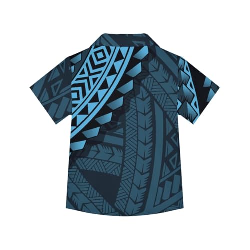 Boys Polynesian Tribal Hawaiian Shirt Kids Girls Samoan Tropical Luau 3D Print Button Down Shirts 3-16 Years3