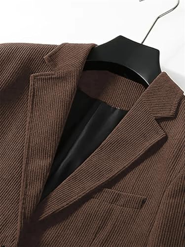 Mens Solid Color Double Button Corduroy Suit Jacket Single Breasted Slim Fit Casual Blazers3