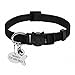 Kuntrona Safety Breakaway Cat Collars Quick Release Kitten Collar Personalized Custom Cats Collar Necklace with Bell for Cat Kitty Puppy Plain Black Neck for 20 to 31cm