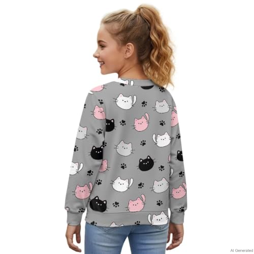 Image of Girls Cardigans Sweater Long Sleeve Crew Neck Button Down Sweaters School Outerwear for Kids Fall Winter Tops