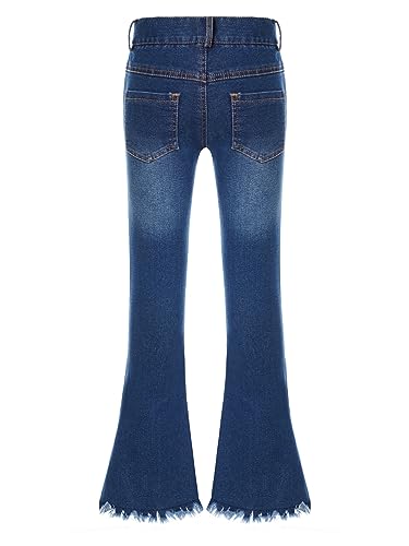 Kids Girls Blue Ripped Flare Denim Pants Bell Bottom Jeans Cowgirl Casual Fashion Bootcut Jeans Trousers2