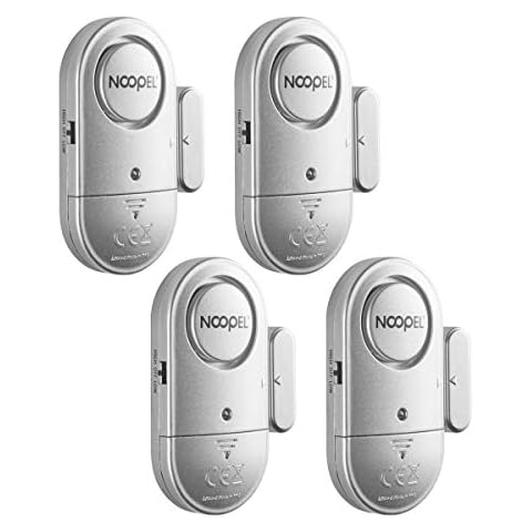 Door Window Alarm 4 Pack New Version with Two Volume Levels NOOPEL Magnet Triggered Burglar Intruder Entry Sensor Alert for Home Security with Batteries Included (4) Cover