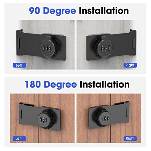 Mechanical Password Rotary Hasp Locks, Cabinet Locks with Combination, Door Security Gate Locks for Small Doors, Cabinets, Barn Door, Bathroom, Outdoor, Closet, Fence (Black) - Image 4