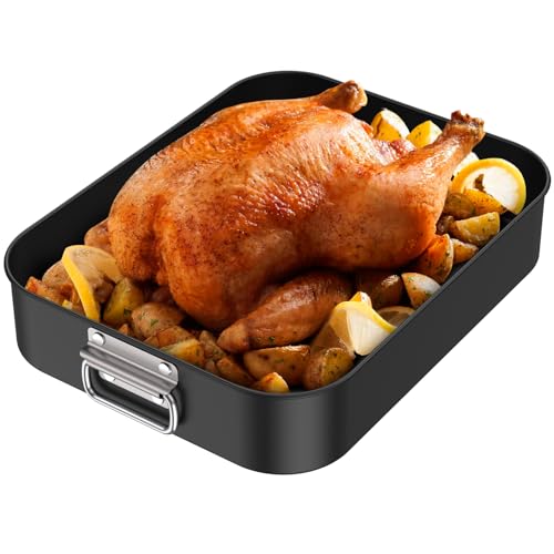 Lasagna Pan Nonstick Baking Pan for Oven 16 x 11.6 x 3.15inch Rectangle Baking Dishes Thickened Carbon Steel Cake Pans with Stainless Steel Handles Roasting Pan Dishwasher Safe Bakeware for Baking