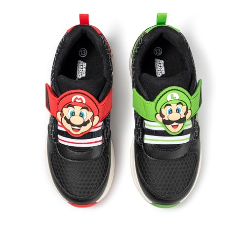 Mario and Luigi Kids Sneakers Boys Light Up Hook and Loop - BLK - 2