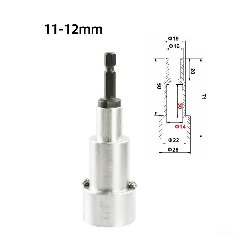 Adaptador de taladro de sellado de mano con vástago hexagonal de 1/4 pulgadas para cabezal de herramienta de plástico blanco de 8-18 mm (13-14 mm)