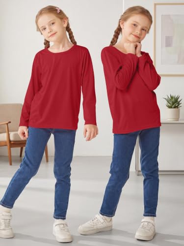 Image of Cooraby 5 Pack Girls Long Sleeve Tees Girls' Soft T-Shirts Kids Basic Crewneck T-Shirts Top for Teen Youth Girls, 2T-16Y