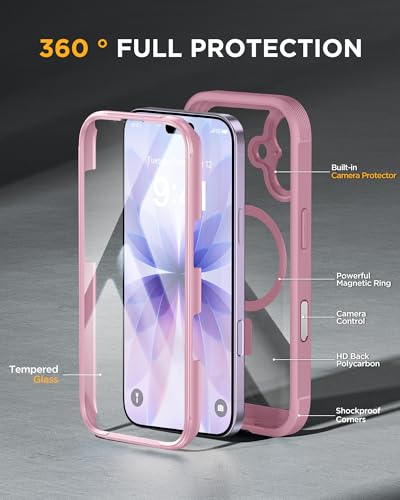 Image of Miracase for iPhone 17 Case 6.3'', Full-Body Military Grade Drop Protection Outdoor Phone case with Built-in Glass Screen &Camera Control,Easy Installation,No Gap,Compatible with MagSafe, Purple