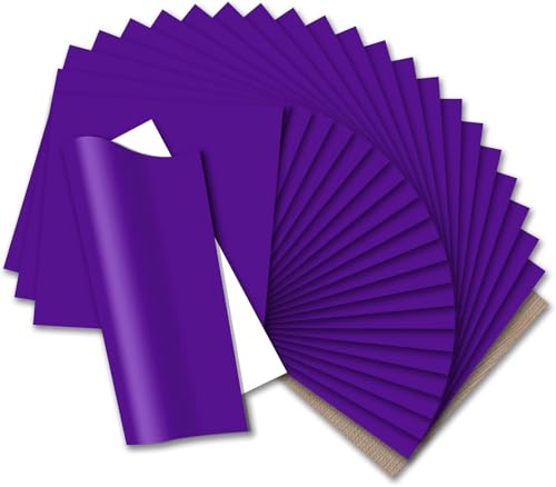 Image of HTVRONT HTV Heat Transfer Vinyl Bundle: 24 Pack 12 inchx12 inch Purple Iron on Vinyl Sheets for T-Shirt (1 PTFE Sheet Included), Purple PU HTV Vinyl Easy to Cut & Weed for Heat Design