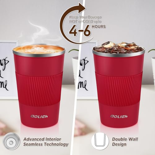 Image of MOMSIV Travel Mug, Insulated Coffee Cup,Double Walled Travel Mug Vacuum Insulation Stainless Steel with Leakproof Lid Eco-Friendly Reusable Cup for Coffee,Tea and Beer