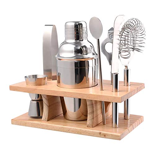 5pcs 350ML Edelstahl Cocktail Shaker Mixer Getränk Barkeeper Browser Kit Bars Set Werkzeuge Mit Weinregal Stand Family Bar Tool