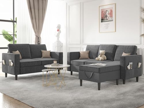 Mjkone 78" W 3 Pieces Sofa Couches Set for Living