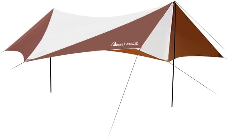 Moon Lence Camping Tent Tarp, Hammock Rain Fly, Waterproof Sun Shade Canopy, 24 x 50 inches, White (Coffee & White, Large)