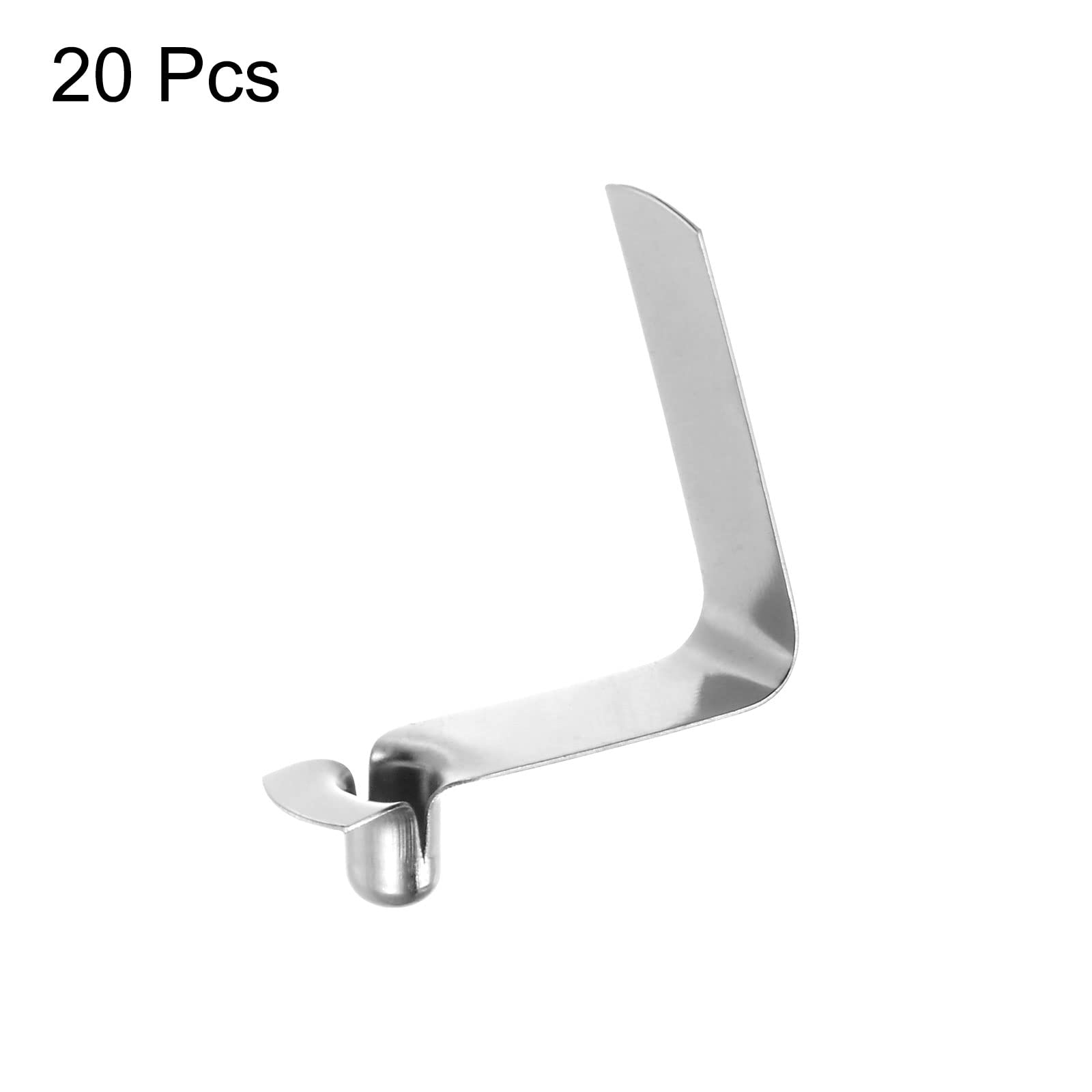 sourcing map 20uds Único Botón Kayak Remo Presión Resorte Clip 26mm x 4,8mm 65Mn Resorte Acero V-Forma Hueco Elevador Telescópico Bloqueo Tubo Poste Clips para Tienda Paraguas Campamento, Plata