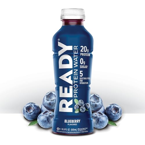 Image of Ready Clear Protein Water, Blueberry, 20g Whey Protein Isolate, 12 Pack | 0 sugar, Low-calorie sports drink with electrolytes & essential amino acids for hydration & recovery; 16.9 fl oz