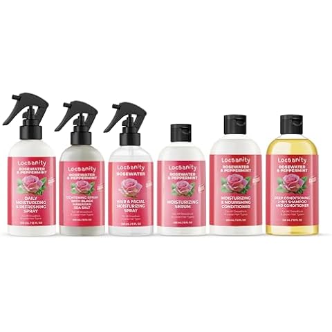 Locsanity Rosewater Peppermint Loccare Bundle Dreadlock, Sisterlocks, Microlocks, Locs Fine Mist Cover