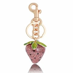 Luxury Gold Keyring- Sparkle Pink Strawberry
