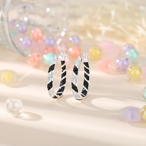 MUYUU Crystal Hoop Earrings for Women, Sparkly Earrings Inside Out Oval Hoop Earrings For Women Fashion Jewelry Gift2