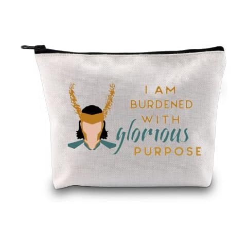 Loki Inspired Cosmetic Bag I am Burdened with Glorious Purpose Loki Makeup Toiletry Bag for Superhero Fans, Glorious Purpose, M Cover