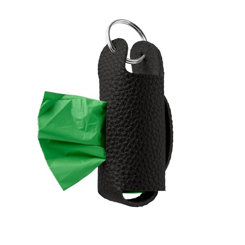 HUNTER Kotbeutelspender SOFIA, Farbe: schwarz, vegan, hochwertiges Kunstleder, Rindnappa-Optik, mit Schlüsselring, leicht zu öffnen, Made in Germany