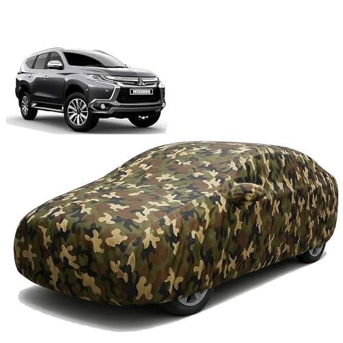 Image of Sulfar 100% Waterproof Car Body Cover Compatible with Mirror for Mitsubishi Pajero with Long Lasting Durable Material (Triple Stitched, Full Bottom Elastic, Camouflage Army)