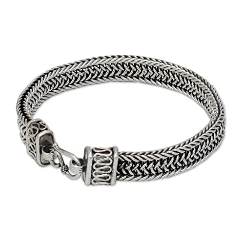 NOVICA Artisan Handmade Men's Sterling Silver Bracelet Chain Thailand [bracelet 8.5 in L x 0.5 in W Fits Wrist Size 8 in L] ' Kingdom'