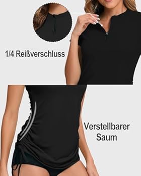 Surf shirt voor dames, korte mouwen, 1/4 ritssluiting, Rash Guard UV-shirts, zwemshirt met verstelbare zoom, UPF 50 , fuchsia, S