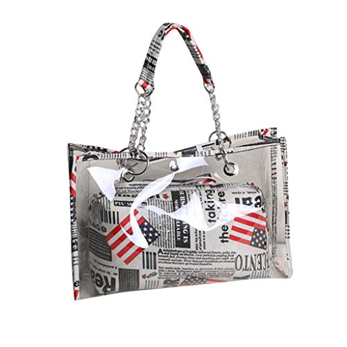Poachers bolsos bandolera mujer verano bolsos mujer baratos verano/Bolsa asas transparente para madre el niño bolsa bandera raya estrella Día Independencia