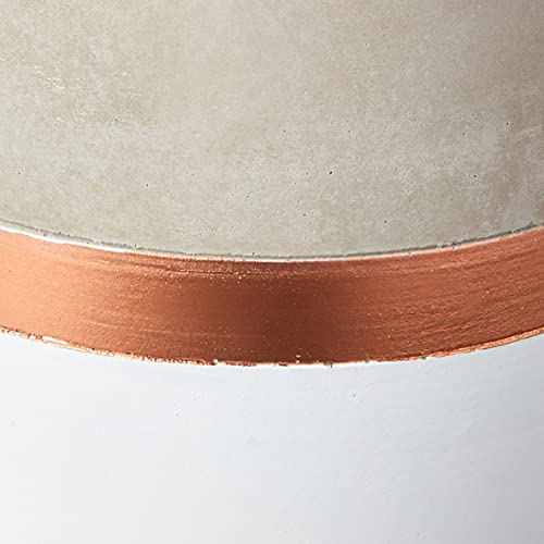 Vaso em cimento - Branco e Cobre - 13 x 10 x 10 cm - Mart.