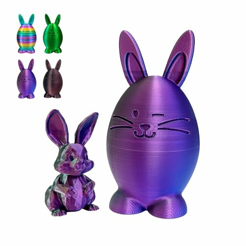 3D Printed Animals with Bunny Inside,3D Printed Fidget Bunny Toys Filled Easter Eggs for Kid，Easter Basket Essentials for Home Office Decorations (Red-Green-Blue)