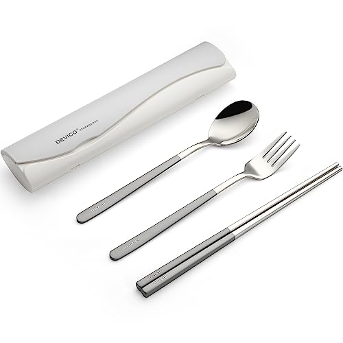 DEVICO Portable Travel Utensils with Case, Reusable Camping Silverware for Lunch, 18/8 Stainless...
