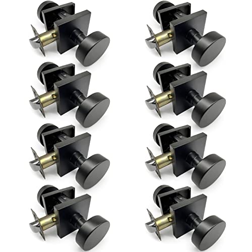 Villar Home Designs Easy To Install Passage Door Handles Knobs Locks For Right And Left Handed Doors For Closet, Hall, Bedroom Black And Satin Nickel (Black Matte, 8 Pack) #TOP3