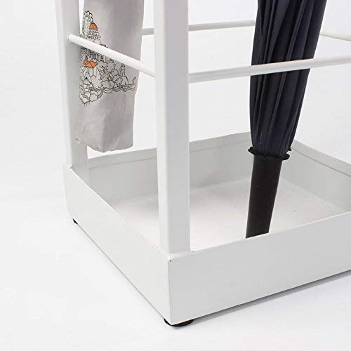 Porte-Parapluie Étagère Ménage Multifonction Blanc Métal pour Hall - 8