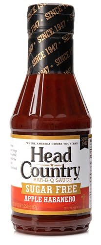 Head Country Sugar Free Bar-B-Q Sauce, Apple Habanero | Gluten Free BBQ Sauce With No Allergens & Zero Sugar | Sweet Apple & Spicy Habanero BBQ Sauce For Chicken, Pork & Ribs | 20 Ounce, Pack of 1