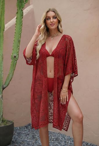 Image of Lace Swimsuit and Bathing Suit Cover Up for Women