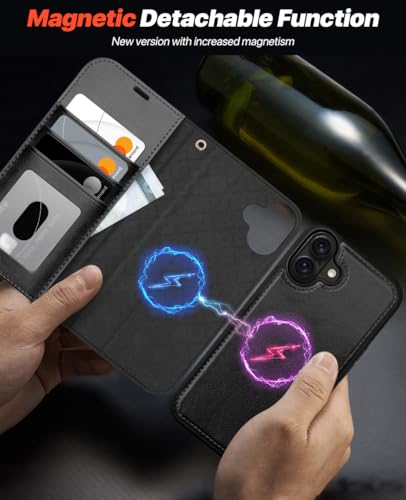 OCASE for iPhone 16 Case, Detachable 2 in 1 PU Leather Wallet Case with RFID Blocking, Wireless Charging, Card Holders - Image 3