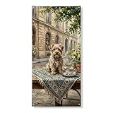 Charmante Hunde-Türabdeckung, Banner, dekorativ, Vintage-Kaffeehaus-Szene, Outdoor-Dekoration, Frühlingsfest, Heimdekoration, 91,4 x 183,9 cm